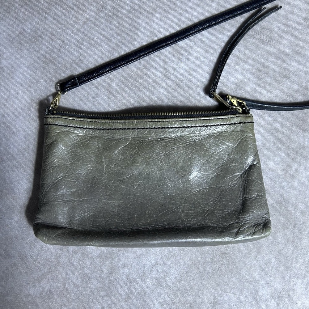 Hobo The Original Leather Grey Small Crossbody Zip Closure